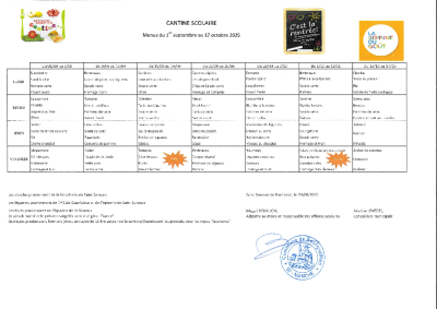 Cantine Septembre Octobre 2025