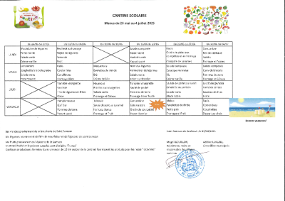Cantine Mai Juin Juillet 2025
