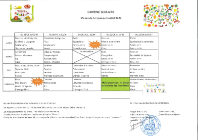 Cantine Juin Juillet 2026